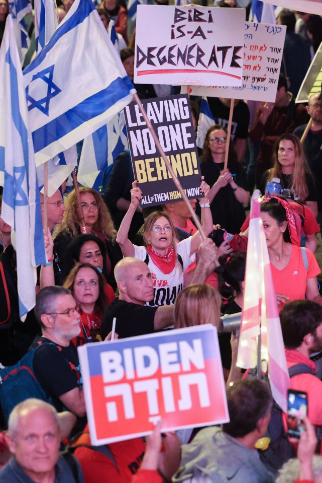 Israelis at an anti-government demonstration in Tel Aviv, on April 20