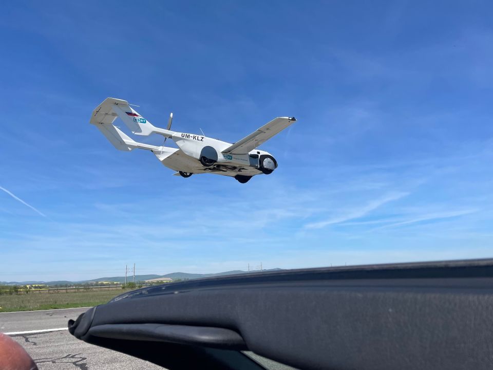 Jean-Michel Jarre is worlds first passenger to take off in KleinVision's flying AirCar