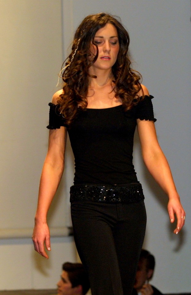 Kate Middleton models on the catwalk at a student fashion show