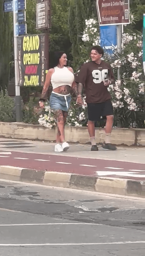 Katie Price looked carefree as she walked hand in hand with boyfriend JJ Slater in Ayia Napa