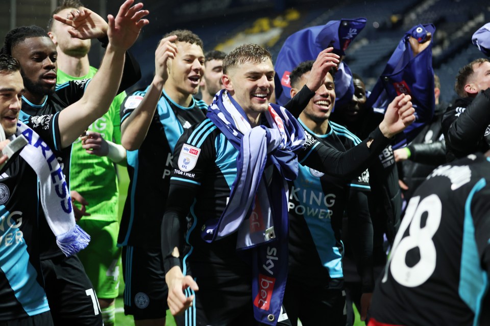 The Foxes celebrated on the pitch in front of their travelling fans