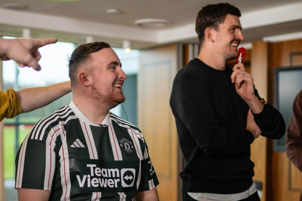 He got the chance to play darts with Harry Maguire