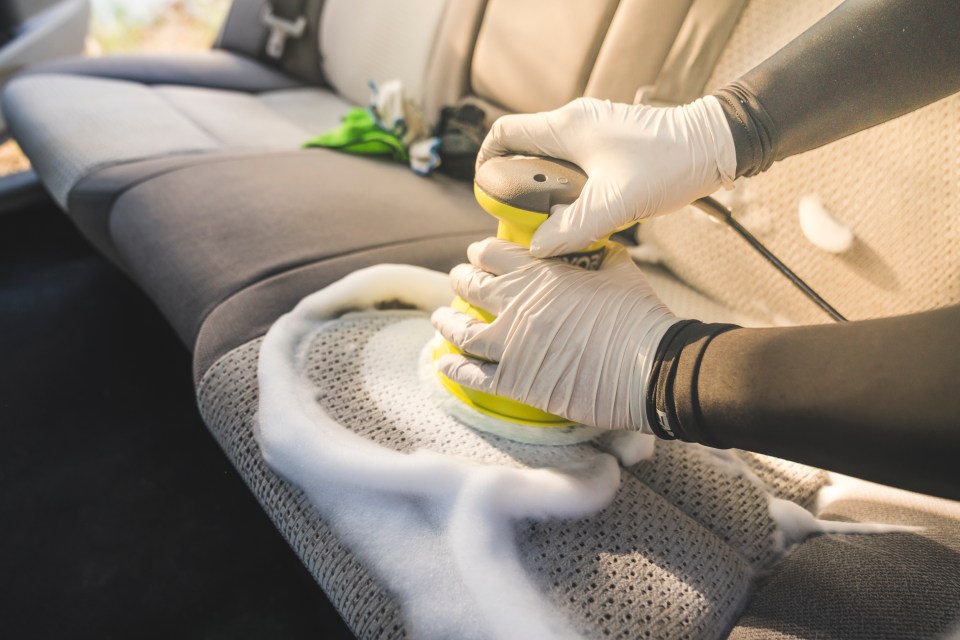 Shaving foam will remove dirt and stains on the seats