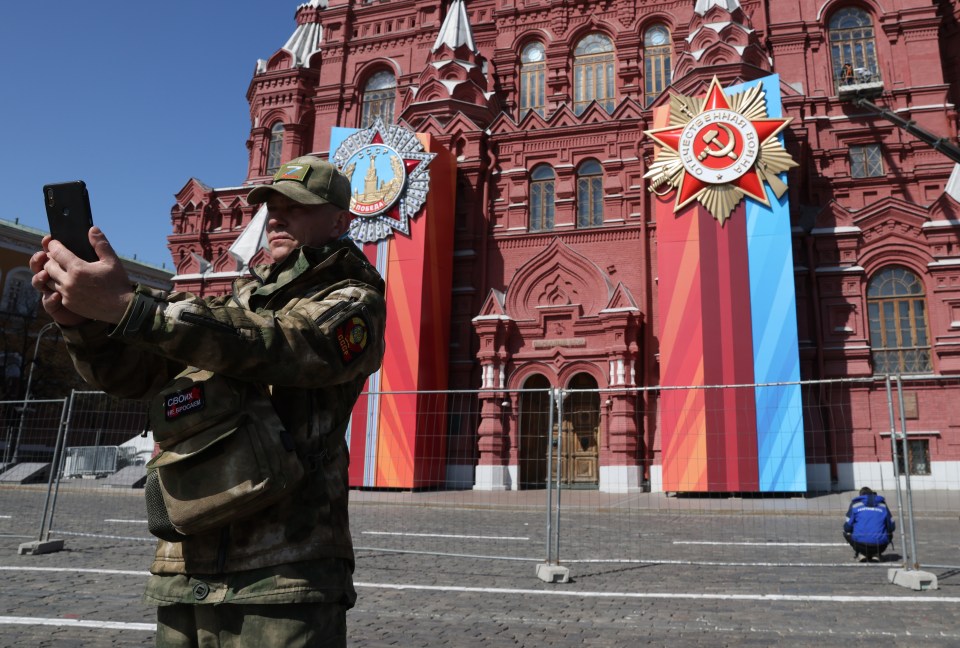 Decorations are already up for this year's Victory Day decorations in Moscow's Red Square - despite cancellations across the country