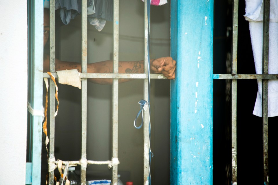 A prisoner pictured at the Centre Penitentiaire de Baie-Mahault – a prison on the French Caribbean island of Guadeloupe