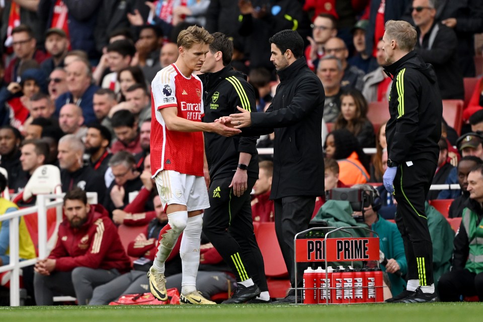 Mikel Arteta has given an update after Martin Odegaard went off against Aston Villa