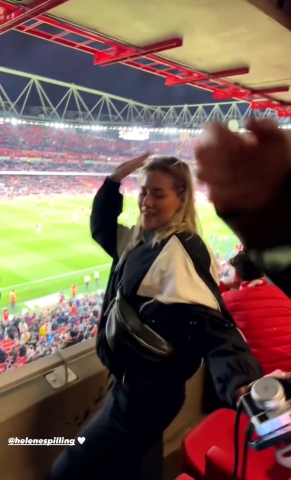 Martin Odegaard’s Wag danced in the stands after Arsenal’s 5-0 win over Chelsea