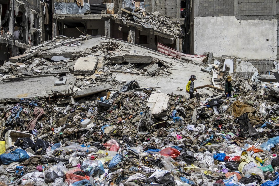 Buildings destroyed during the attacks in Jabalia refugee camp on April 20