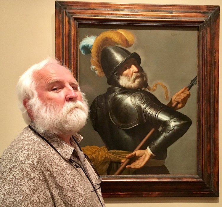 Knight at the museum...Ross Duffin found his likeness clad in armour in a Jan van Bijlert oil painting in Pasadena, California