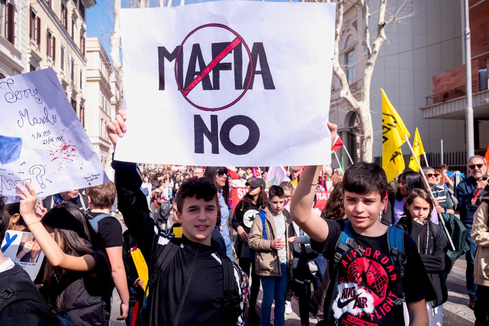 Protestors in Rome remember victims of the Mafia last month