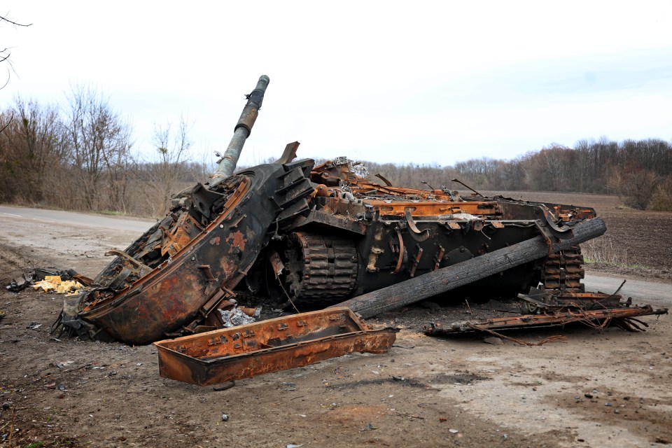 Another destroyed Russian T-72 main battle tank