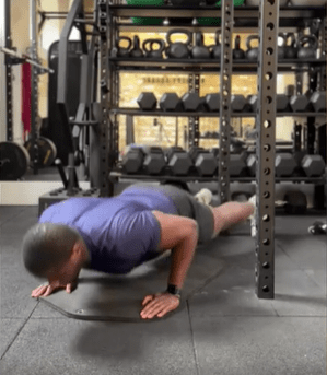 Start off in a plank position and bend your elbows to lower your body