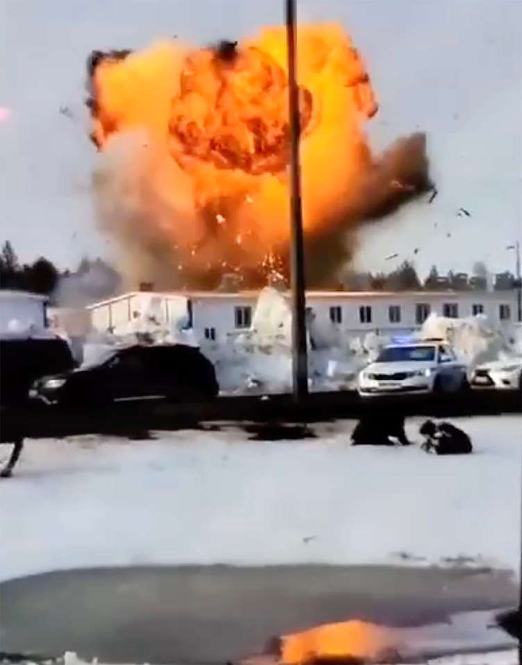 A huge fireball erupted as the Russian plant was hit