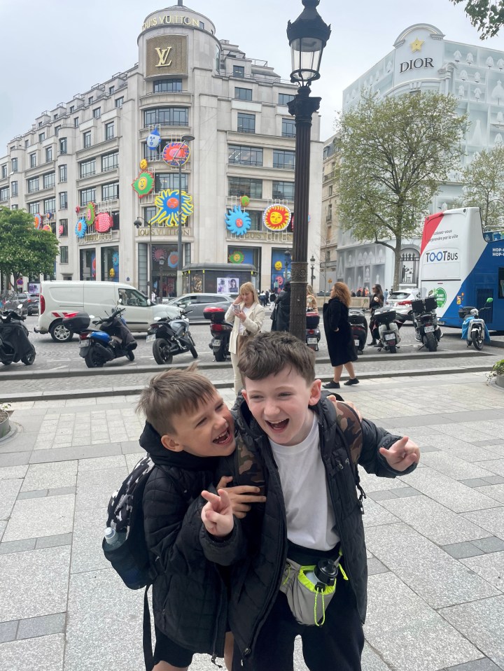 Brody, 11, and Romeo, 7, in Paris