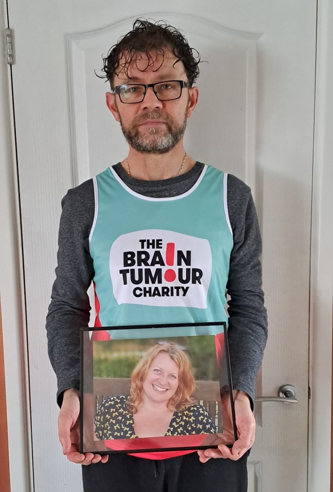 Mark is raising money for the Brain Tumour Charity in his wife’s memory