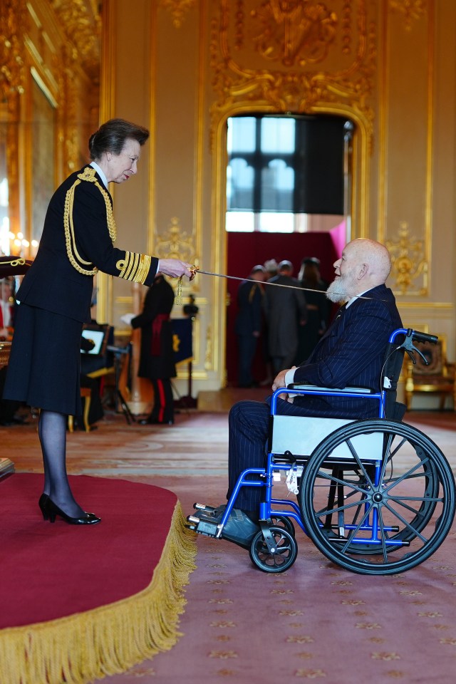 Michael Eavis being made a Sir by the Princess Royal for his charity work and running the world’s best music festival