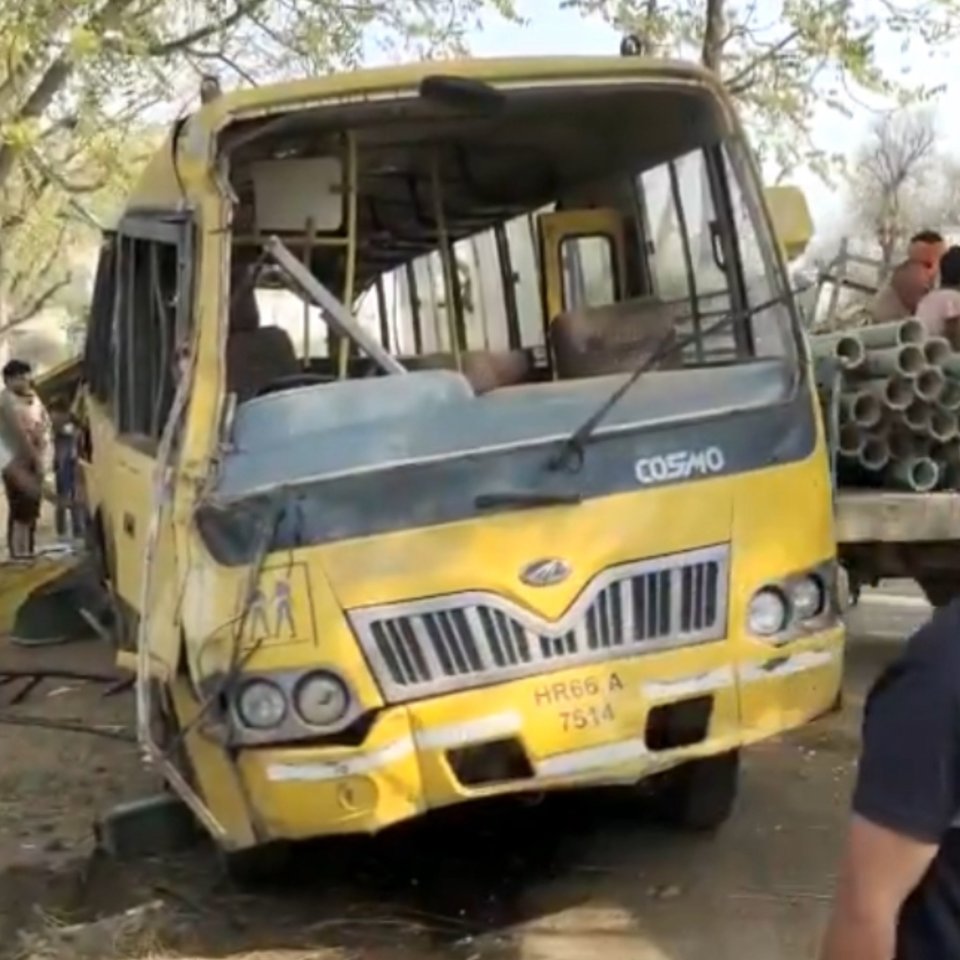 The remains of the bus following the crash