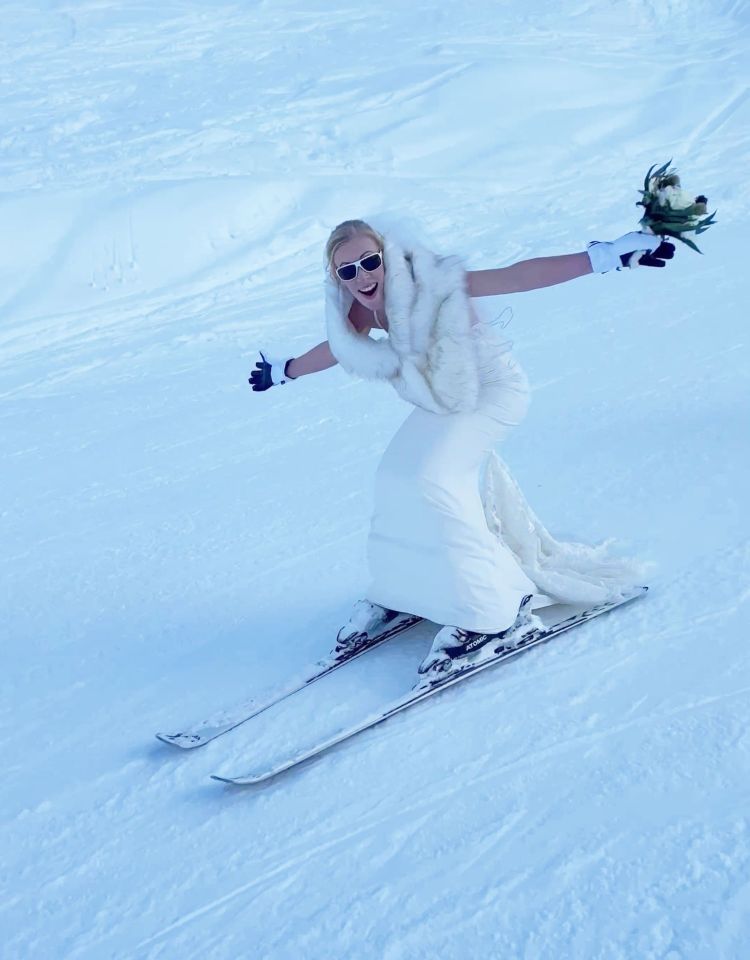 Laura Norcott got married at the top of a mountain then skied down with her groom Robert