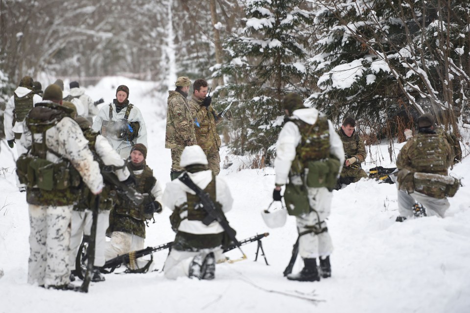 Soldiers from 1st Battalion The Royal Welsh guards training with Nato forces in Estonia