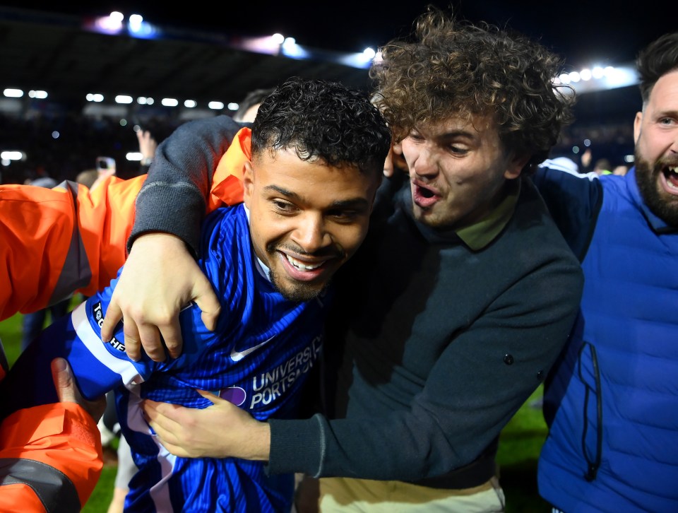 Tino Anjorin was mobbed afterwards by joyous Portsmouth followers