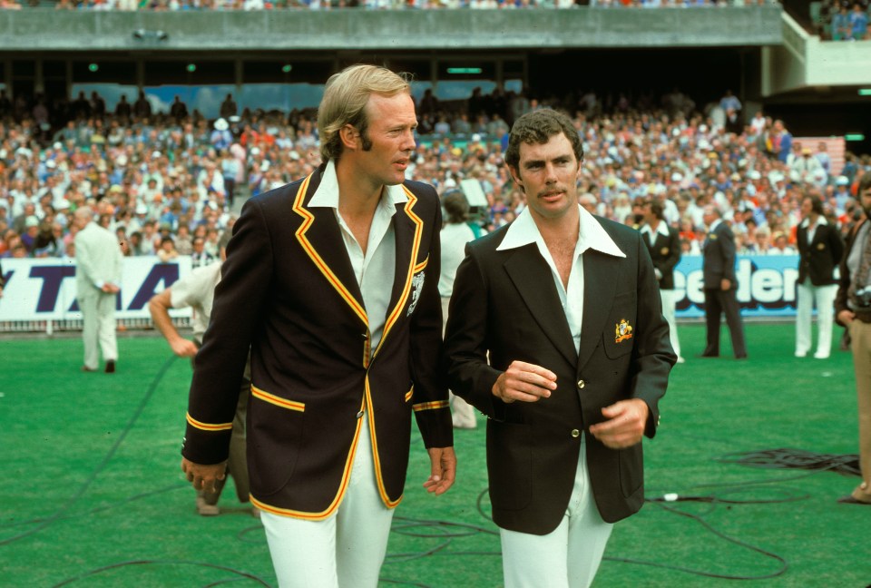 England captain Tony Greig and Aussie skipper Greg Chappell in 1977