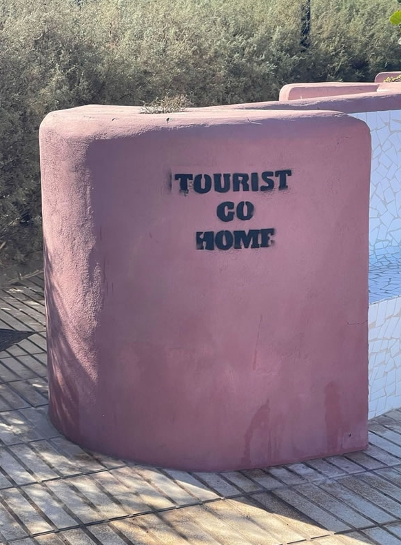 Anti-tourist graffiti has been popping up across Tenerife