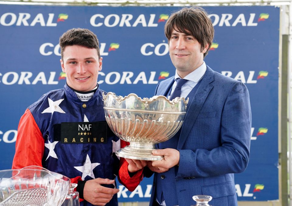 Jockey Jack Tudor (left) and trainer Christian Williams celebrate after Kitty’s Light won last year