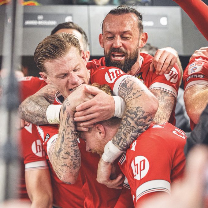 The celebrations continued into the dressing room