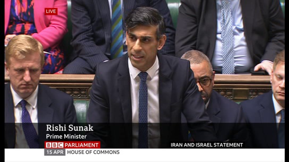 Rishi Sunak called Iran’s 350 missile strike an act of a ‘despotic regime’