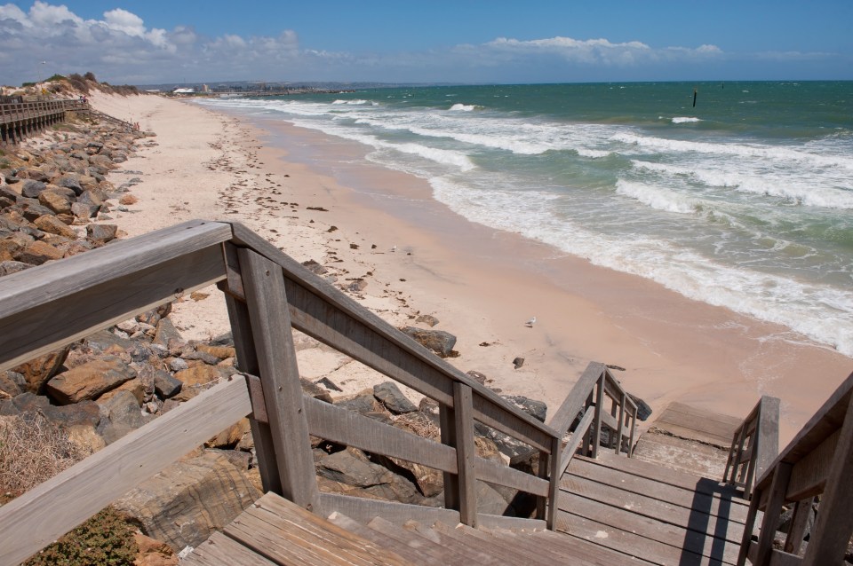 West Beach in Adelaide, South Australia, where the teen was attacked