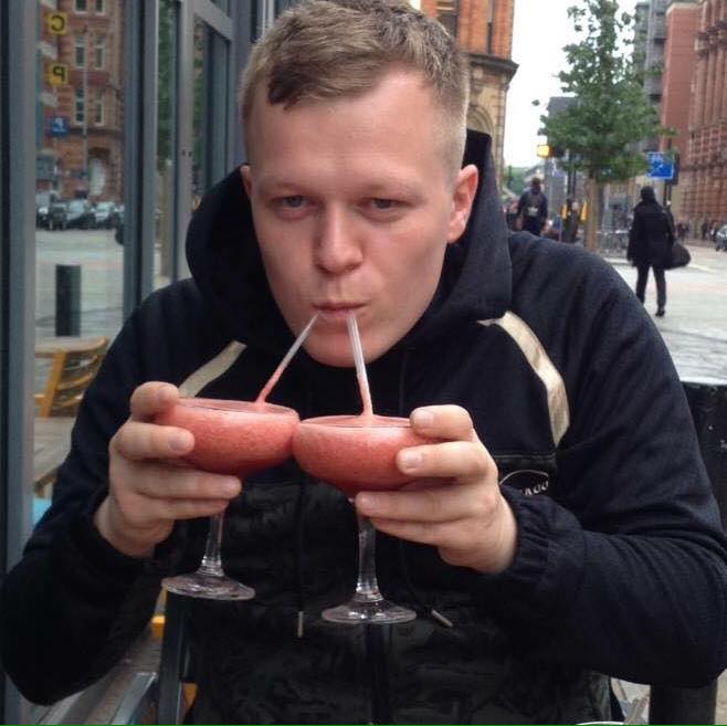 John-Ross drinking double cocktails following the win