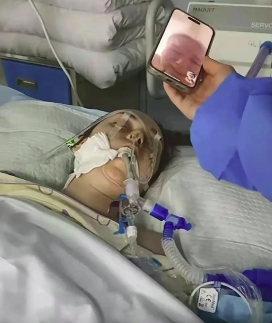 Russian Nana in hospital as her loved ones see her through video call