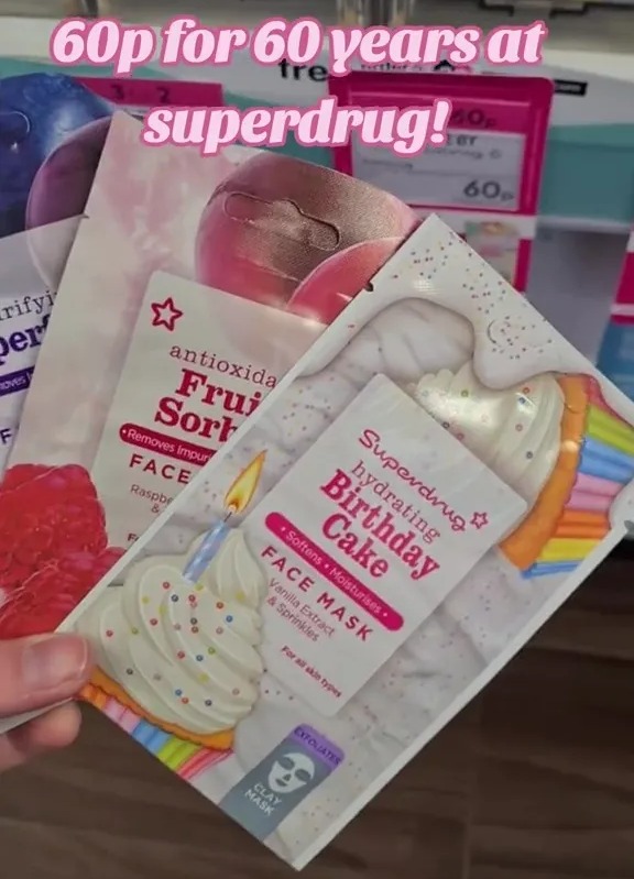 Superdrug shoppers can pick up a birthday cake face mask for 60p