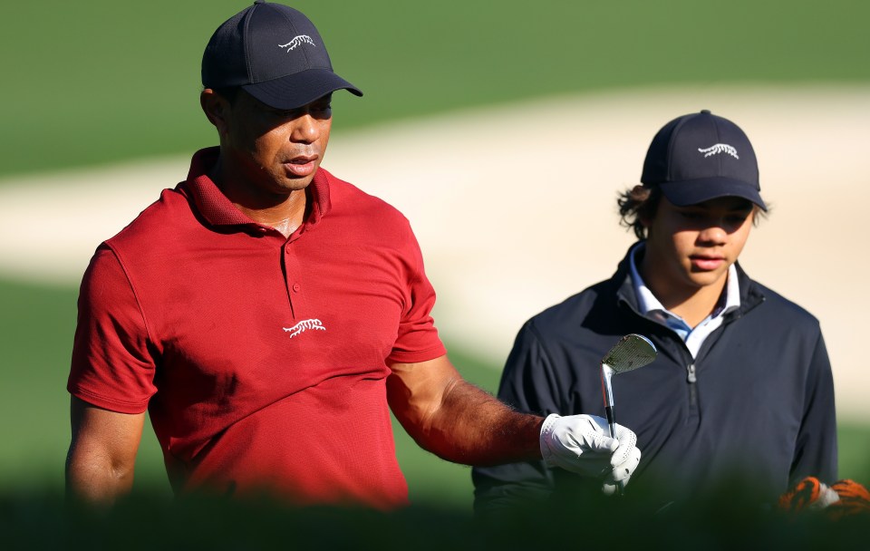 Tiger Woods launched his clothing brand ‘Sun Day Red’ on Wednesday – with the logo seen on his and his son’s caps