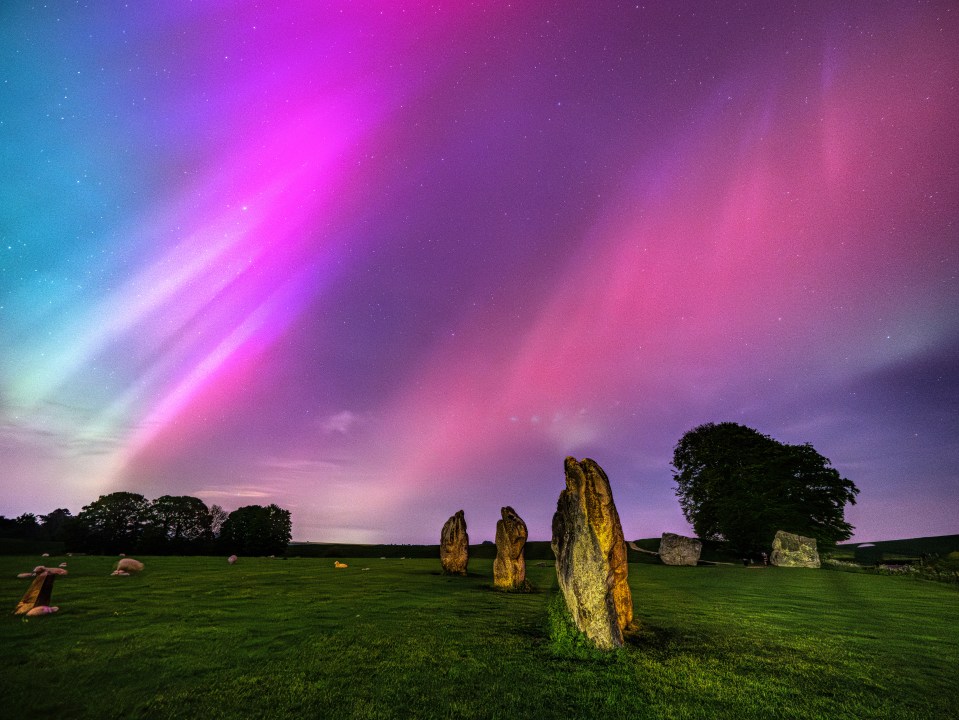 The Northern Lights over Avebury Stones in Wiltshire last week