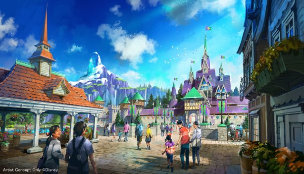 The new land will feature rides and attractions inspired by films like Tangled, Peter Pan and Frozen (pictured)