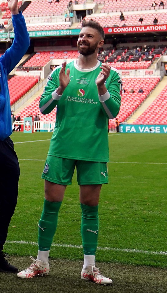 Michael Emery, 33, celebrated a win in the FA Vase Cup final at Wembley