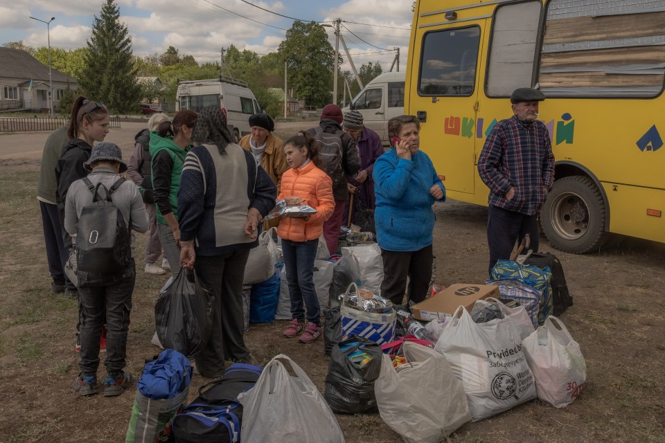 Another group of people at an evacuation point