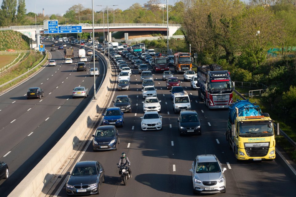 Britons are set to face travel chaos this weekend (pictured: M4 on April 29)