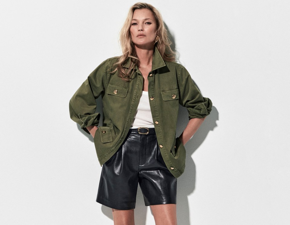 Kate Moss, 50, stuns in a leather shorts for sleek summer fashion campaign for Anine Bing