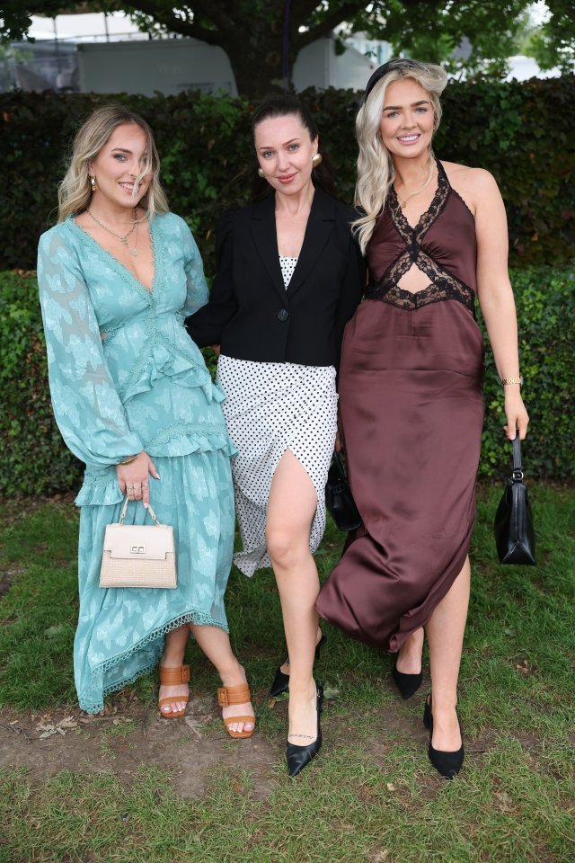 Three friends arrived dressed to the nines for the iconic Epsom Festival