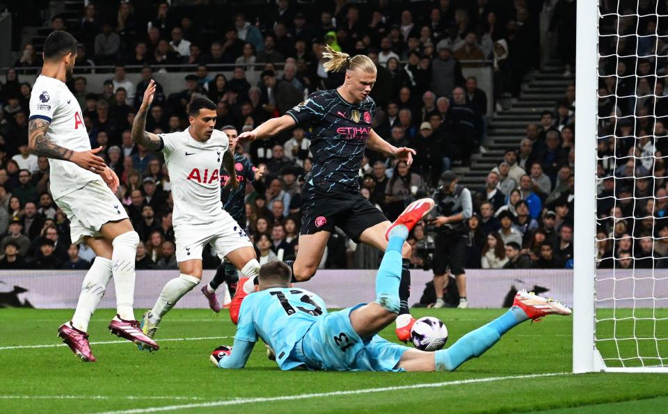 Erling Haaland scored twice to seal all three points and send City to the top of the table