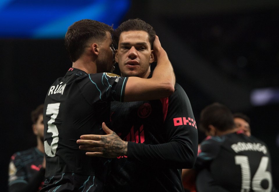 Ederson was seen with bruising around his eye at the end of the game