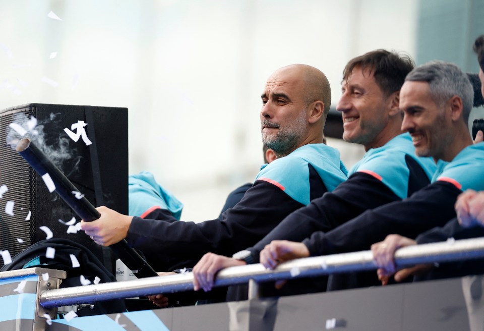 City boss Pep Guardiola get in on the action