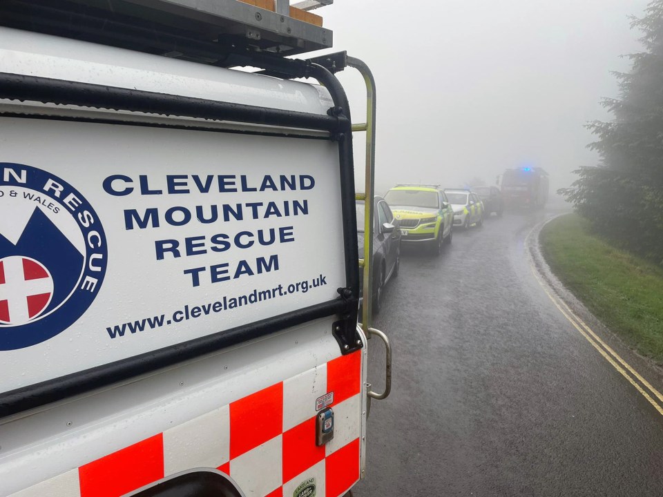 Cleveland Mountain Rescue Team at the scene in Carlton-in-Cleveland, North Yorkshire, where one person died in a mudslide yesterday