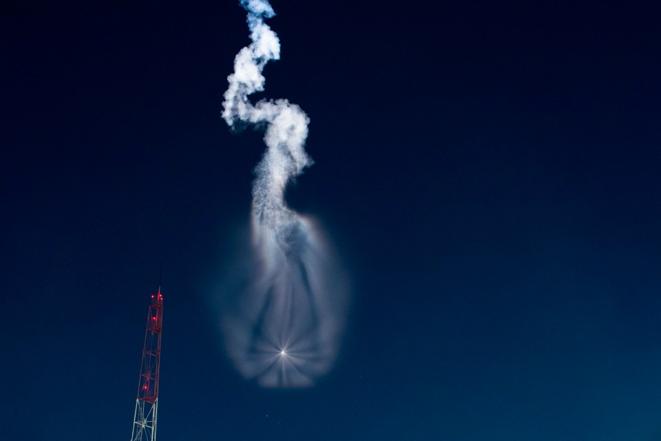 A white trail resembling a jellyfish was spotted in the sky across Russian regions