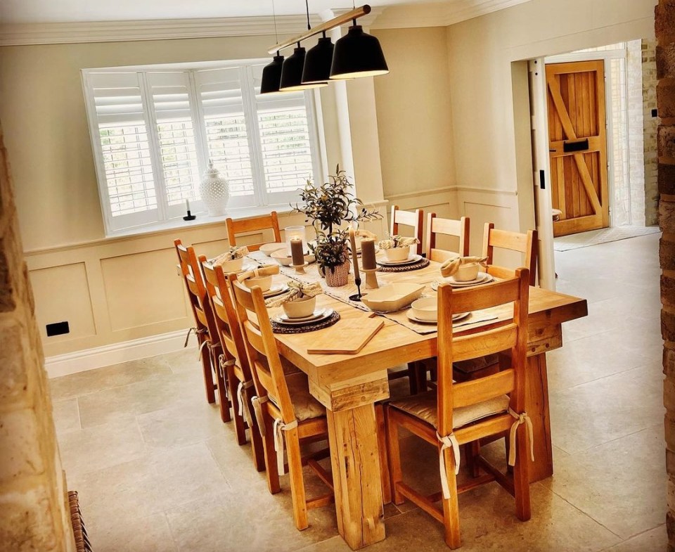 Alan made a dining table for Mrs Hinch's farmhouse