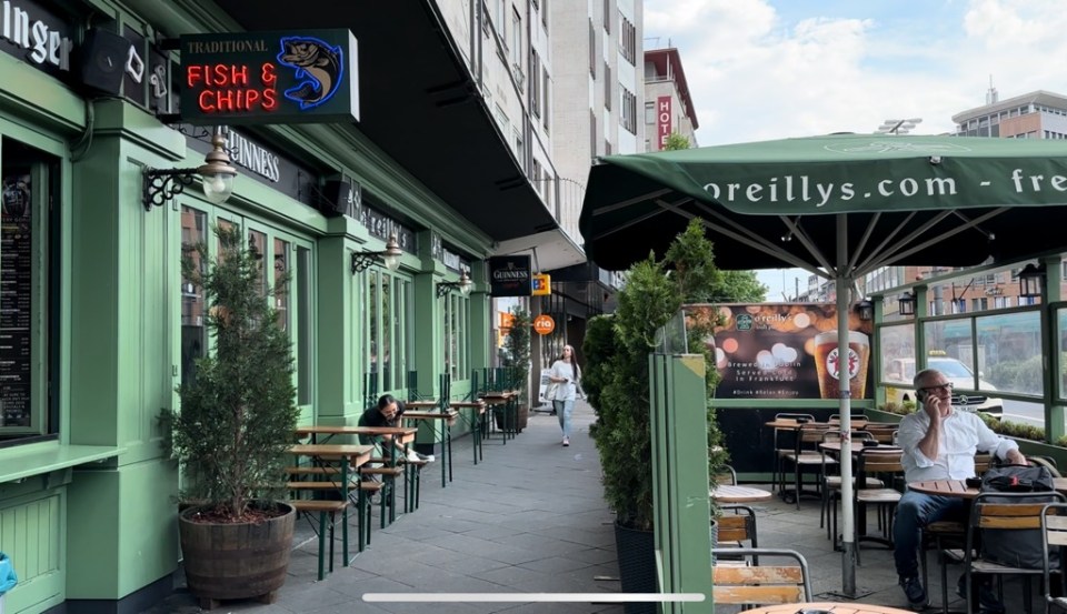 O’Reilly’s Irish pub is a favourite with travelling football fans and is right outside Frankfurt’s main train station