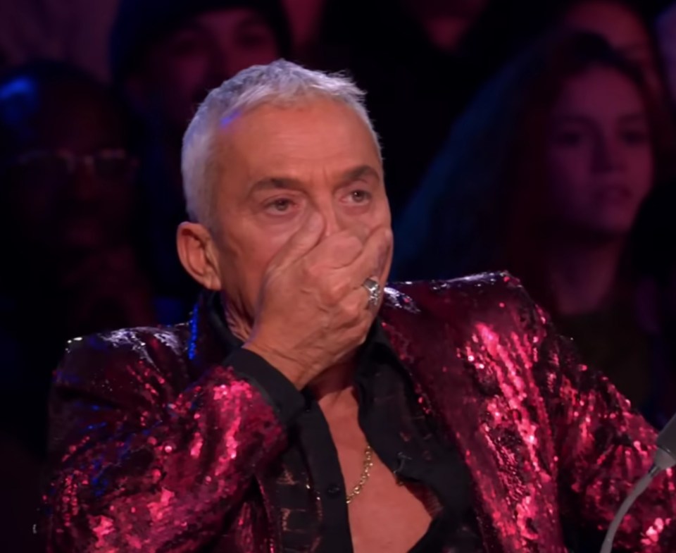 Bruno Tonioli shudders after seeing a box go up in flames on Britain's Got Talent