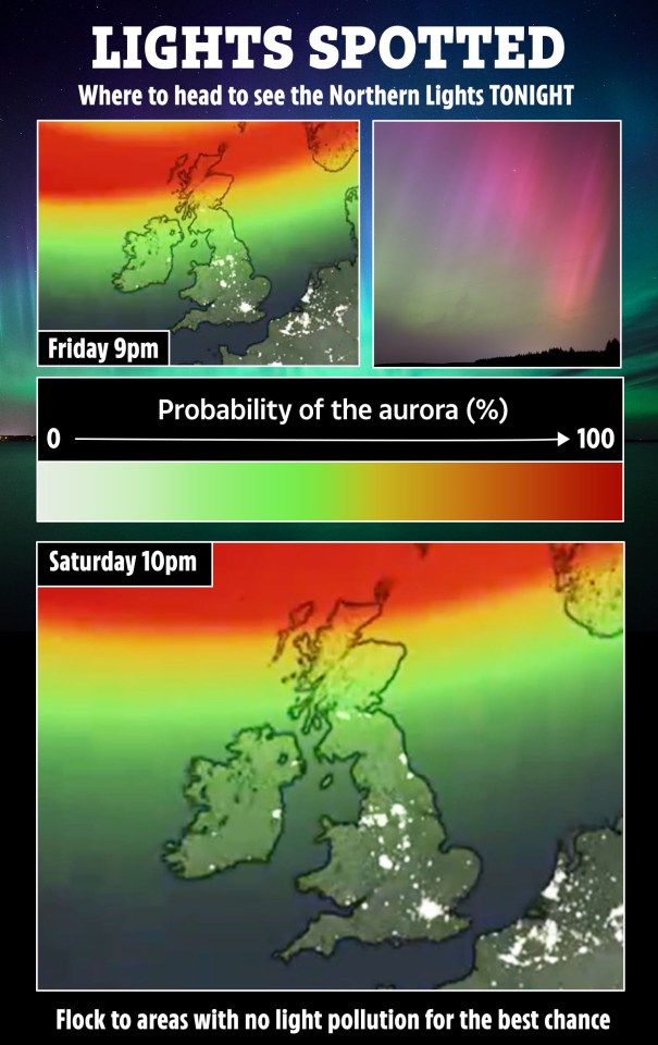 Our graphic shows where visibility will be the best on Saturday night